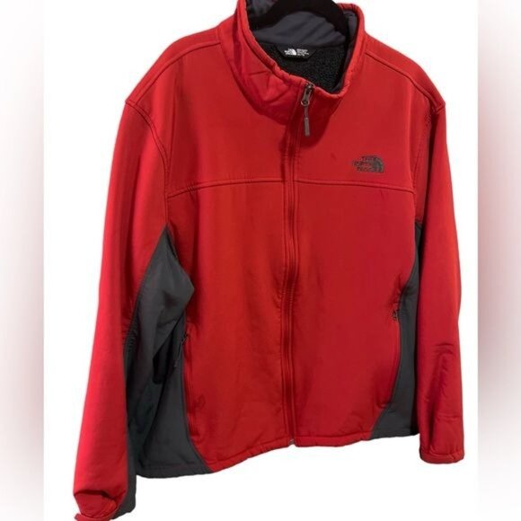 The North Face Men’s Jacket Size XXL Soft Shell Red with Gray Detail Windwall - Picture 4 of 16